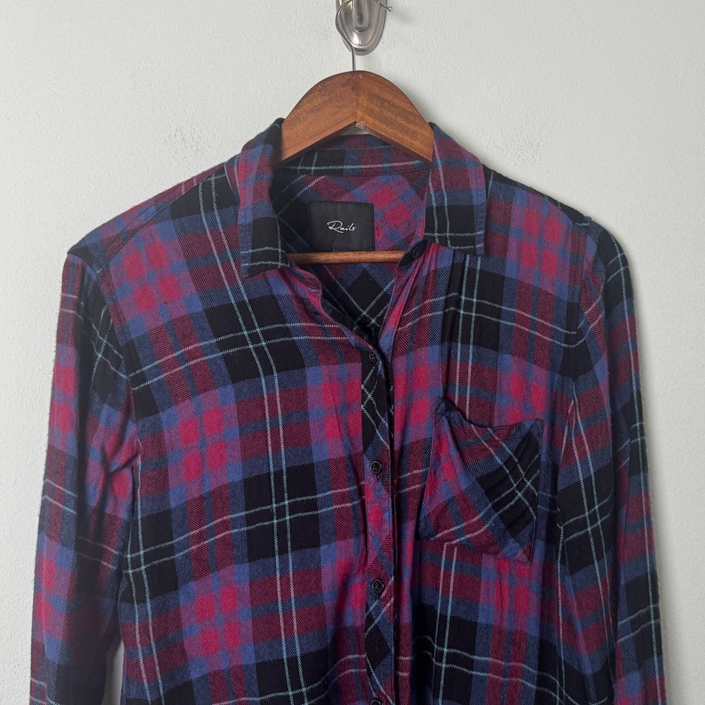 Rails Hunter Flannel Feel Button Front Shirt Midnight Ultramarine Berry Small - Picture 4 of 14